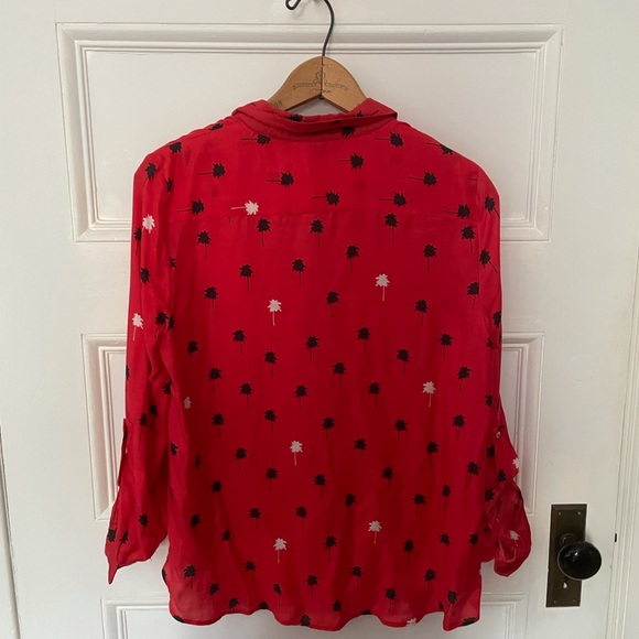 Zara red blouse with palm trees - Picture 2 of 3